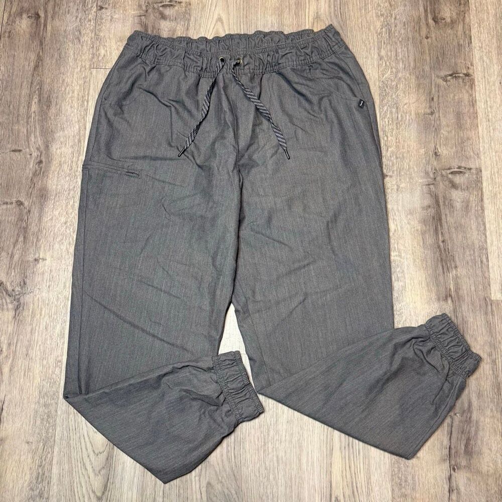 Jaanuu Women Gray Scrub Jogger Pants Elastic Waist Drawstring Pockets XL